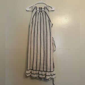 Striped Sleeveless Dress in Ivory and Navy